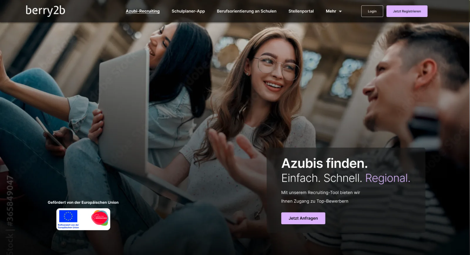 Redesigned recruiter hero with the headline Find young talent, easy, quick and local