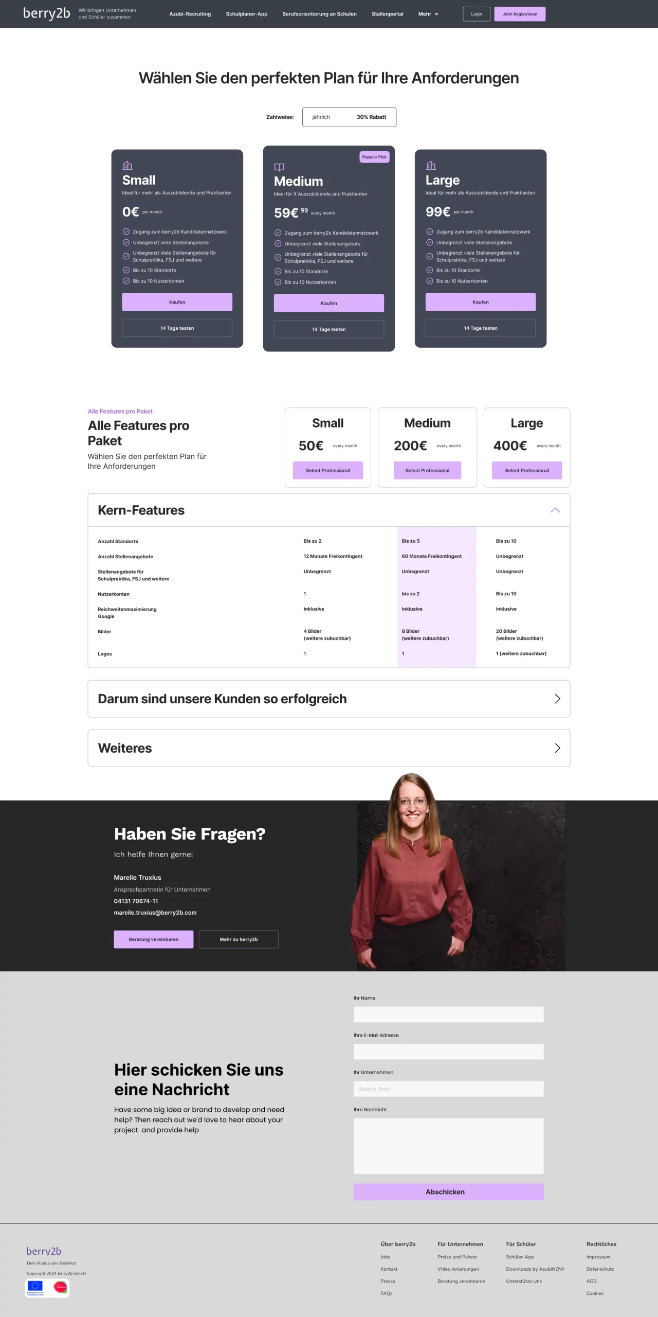 The redesigned pricing page in full